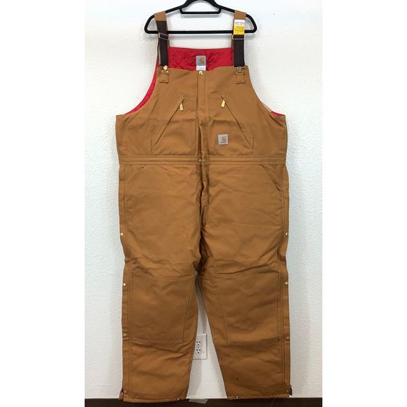 Carhartt Mens Quilt Lined Zip To Waist Bib Overalls R38